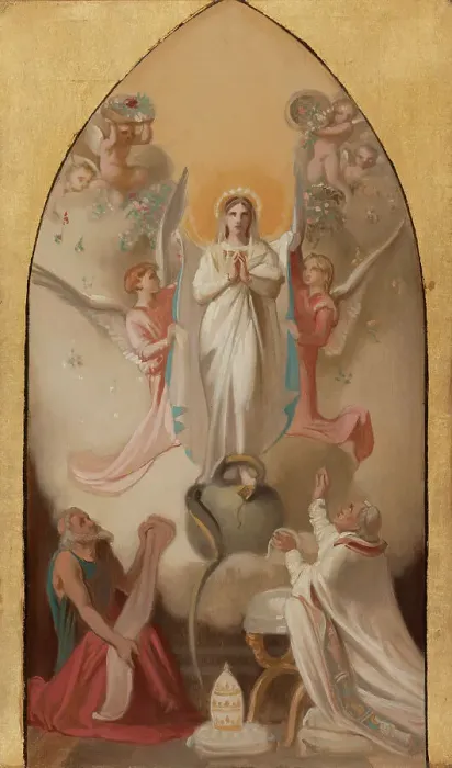 Framed Print : Sketch for the Saint-Séverin church: the Immaculate Conception predicted by...Isaiah, 1865. Creator: Victor-Louis Mottez Framed Print : Sketch for the Saint-Séverin church: the Immaculate Conception predicted by...Isaiah, 1865. Creator: Victor-Louis Mottez