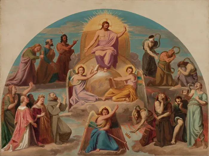 Framed Print : Sketch for the Sainte-Elisabeth church (3rd arrondissement of Paris): The Last Judgment, 1843. Creator: Adolphe Roger Framed Print : Sketch for the Sainte-Elisabeth church (3rd arrondissement of Paris): The Last Judgment, 1843. Creator: Adolphe Roger