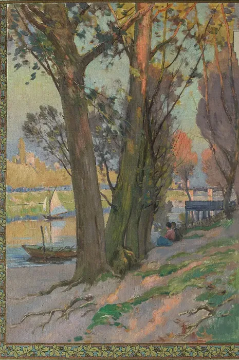 Framed Print : Sketch for the salle des fêtes at the town hall of Asnières: shade under the trees, c.1901. Creator: Paul Leon Felix Schmitt Framed Print : Sketch for the salle des fêtes at the town hall of Asnières: shade under the trees, c.1901. Creator: Paul Leon Felix Schmitt