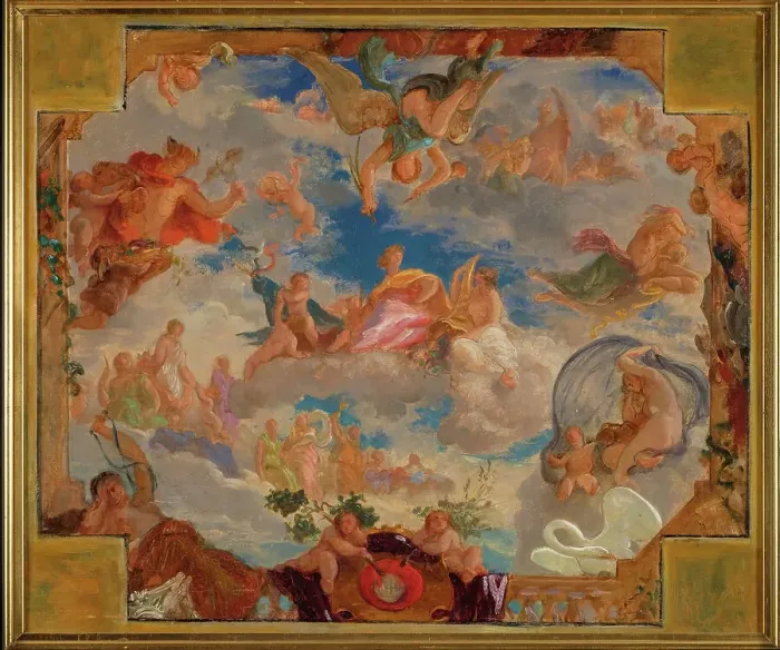 Framed Print : Sketch for the salle des prévôts in the Hôtel de Ville, Paris: Allegory...c.1852. Creator: Léon Riesener Framed Print : Sketch for the salle des prévôts in the Hôtel de Ville, Paris: Allegory...c.1852. Creator: Léon Riesener