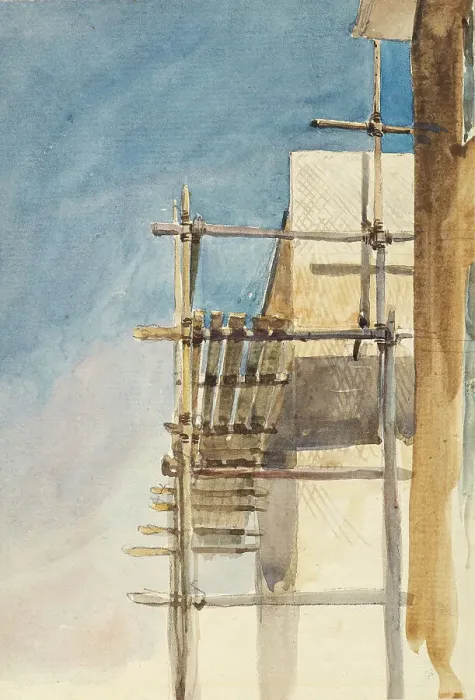 Framed Print : Sketch of Scaffolding, c1840s. Creator: David Cox the Elder Framed Print : Sketch of Scaffolding, c1840s. Creator: David Cox the Elder