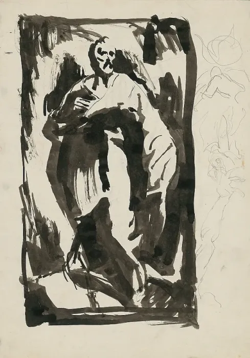Framed Print : Sketch of a standing man, 1940-1944. Creator: Jan Novak Framed Print : Sketch of a standing man, 1940-1944. Creator: Jan Novak