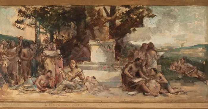 Framed Print : Sketch for the town hall in the 4th arrondissement: Study of science and the Arts, 1884. Creator: Leon Francois Comerre Framed Print : Sketch for the town hall in the 4th arrondissement: Study of science and the Arts, 1884. Creator: Leon Francois Comerre