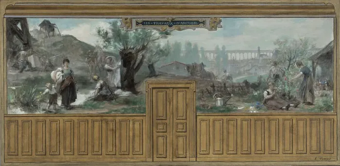 Framed Print : Sketch for the town hall at Arcueil-Cachan : Workers of Arcueil, between 1887 and 1888. Creator: Edouard Vimont Framed Print : Sketch for the town hall at Arcueil-Cachan : Workers of Arcueil, between 1887 and 1888. Creator: Edouard Vimont