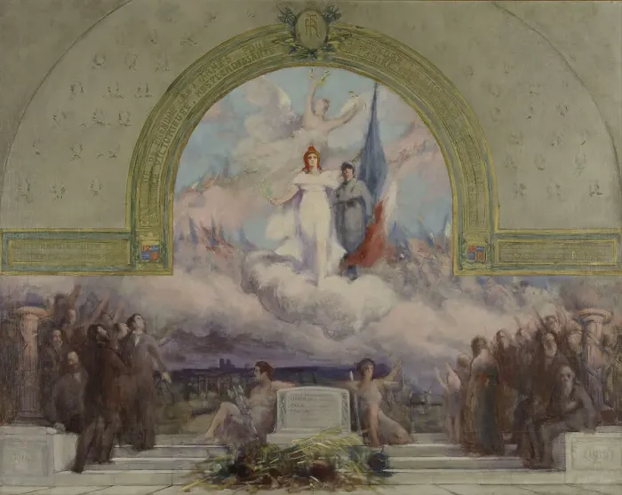 Framed Print : Sketch for (town hall?), rue Paul-Bert...Allegory to the dead of the First World War, c.1921. Creator: Julien Louis Tavernier Framed Print : Sketch for (town hall?), rue Paul-Bert...Allegory to the dead of the First World War, c.1921. Creator: Julien Louis Tavernier