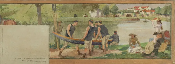 Framed Print : Sketch for the town hall in Saint-Maurice: Landscape. Banks of the Marne... between 1890 and 1892. Creator: Edmond Debon Framed Print : Sketch for the town hall in Saint-Maurice: Landscape. Banks of the Marne... between 1890 and 1892. Creator: Edmond Debon