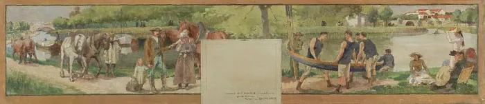 Framed Print : Sketch for the town hall in Saint-Maurice: Landscape. Banks of the Marne... between 1890 and 1892. Creator: Edmond Debon Framed Print : Sketch for the town hall in Saint-Maurice: Landscape. Banks of the Marne... between 1890 and 1892. Creator: Edmond Debon
