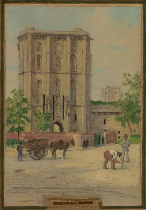 Framed Print : Sketch for the town hall of Vincennes: the chapel, keep, obelisk, the manoeuvring area... 1898. Creator: Maurice Chabas Framed Print : Sketch for the town hall of Vincennes: the chapel, keep, obelisk, the manoeuvring area... 1898. Creator: Maurice Chabas