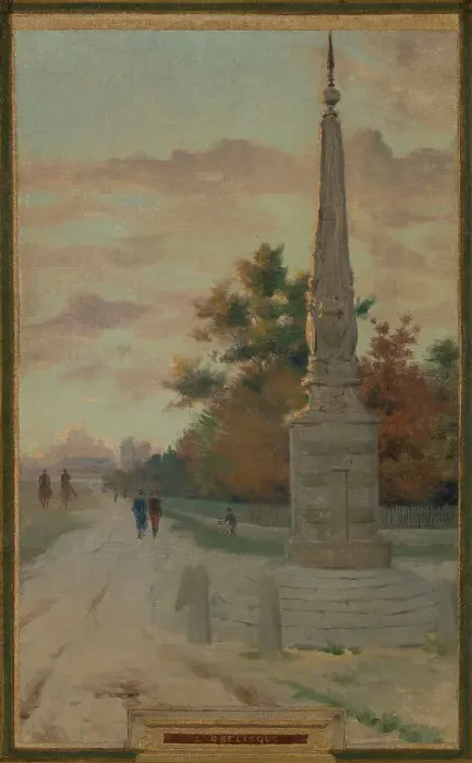 Framed Print : Sketch for the town hall of Vincennes: the chapel, keep, obelisk, the manoeuvring area... 1898. Creator: Maurice Chabas Framed Print : Sketch for the town hall of Vincennes: the chapel, keep, obelisk, the manoeuvring area... 1898. Creator: Maurice Chabas