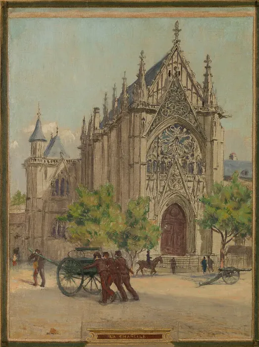 Framed Print : Sketch for the town hall of Vincennes: the chapel, keep, obelisk, the manoeuvring area... 1898. Creator: Maurice Chabas Framed Print : Sketch for the town hall of Vincennes: the chapel, keep, obelisk, the manoeuvring area... 1898. Creator: Maurice Chabas