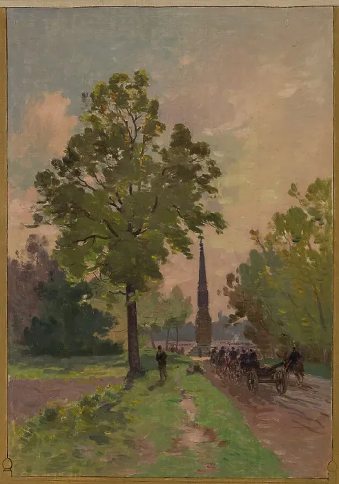 Framed Print : Sketch for the town hall of Vincennes: View of the Bois de Vincennes, 1898. Creator: Paul Leon Felix Schmitt Framed Print : Sketch for the town hall of Vincennes: View of the Bois de Vincennes, 1898. Creator: Paul Leon Felix Schmitt