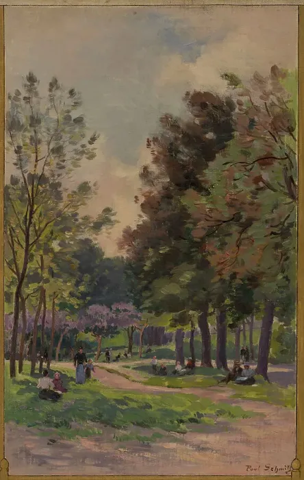Framed Print : Sketch for the town hall of Vincennes: View of the Bois de Vincennes, 1898. Creator: Paul Leon Felix Schmitt Framed Print : Sketch for the town hall of Vincennes: View of the Bois de Vincennes, 1898. Creator: Paul Leon Felix Schmitt