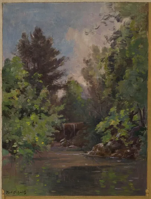 Framed Print : Sketch for the town hall of Vincennes: View of the Bois de Vincennes, 1898. Creator: Paul Leon Felix Schmitt Framed Print : Sketch for the town hall of Vincennes: View of the Bois de Vincennes, 1898. Creator: Paul Leon Felix Schmitt