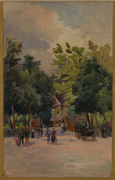 Framed Print : Sketch for the town hall of Vincennes: View of the Bois de Vincennes, 1898. Creator: Paul Leon Felix Schmitt Framed Print : Sketch for the town hall of Vincennes: View of the Bois de Vincennes, 1898. Creator: Paul Leon Felix Schmitt