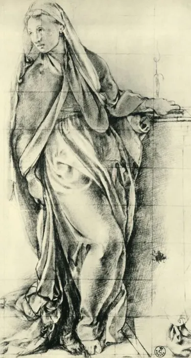 Framed Print : Sketch of the Virgin Mary for an Annunciation, mid-16th century, (1943). Creator: Jacopo Pontormo Framed Print : Sketch of the Virgin Mary for an Annunciation, mid-16th century, (1943). Creator: Jacopo Pontormo