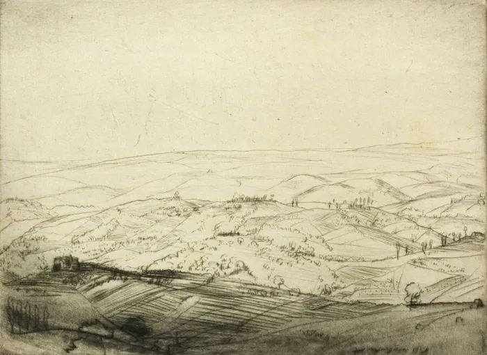 Framed Print : Sketch from the Walls of San Gimignano, 1909. Creator: Donald Shaw MacLaughlan Framed Print : Sketch from the Walls of San Gimignano, 1909. Creator: Donald Shaw MacLaughlan