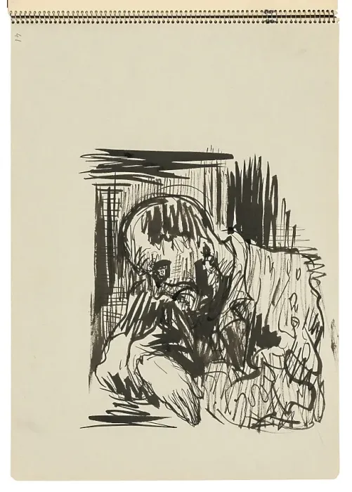 Framed Print : Sketchbook 22 Seated Man, 1st half 20th century. Creator: Arnold Peter Weisz-Kubincan Framed Print : Sketchbook 22 Seated Man, 1st half 20th century. Creator: Arnold Peter Weisz-Kubincan