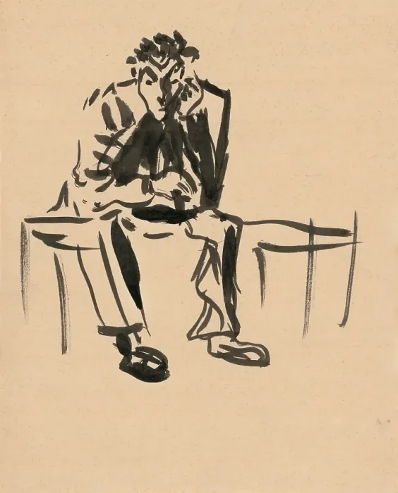Framed Print : Sketchbook 8 Sitting man, 1st half 20th century. Creator: Arnold Peter Weisz-Kubincan Framed Print : Sketchbook 8 Sitting man, 1st half 20th century. Creator: Arnold Peter Weisz-Kubincan