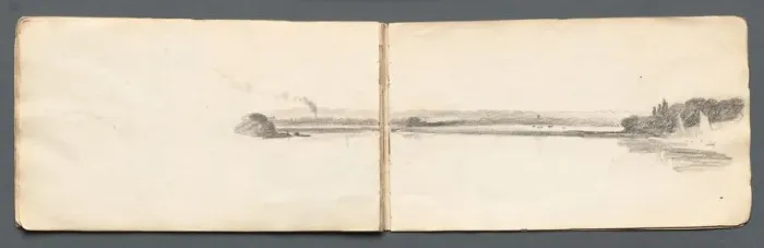 Framed Print : Sketchbook: Landscape with Sailboats, 1814. Creator: Samuel Prout (British, 1783-1852) Framed Print : Sketchbook: Landscape with Sailboats, 1814. Creator: Samuel Prout (British, 1783-1852)
