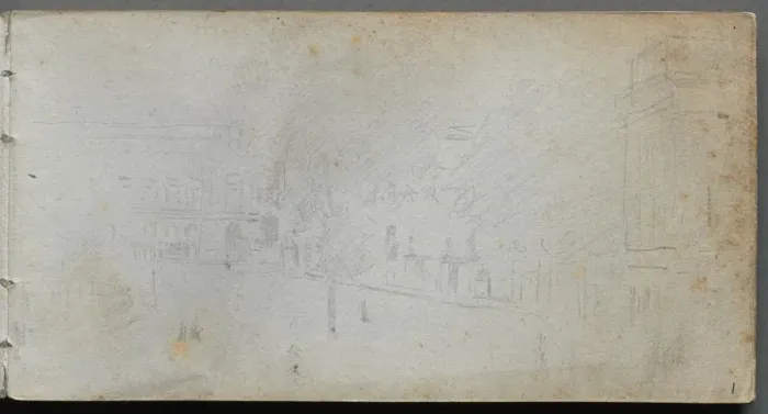 Framed Print : Sketchbook, page 01: Street Scene, 1905-10. Creator: Ernest Meissonier (French, 1815-1891) Framed Print : Sketchbook, page 01: Street Scene, 1905-10. Creator: Ernest Meissonier (French, 1815-1891)