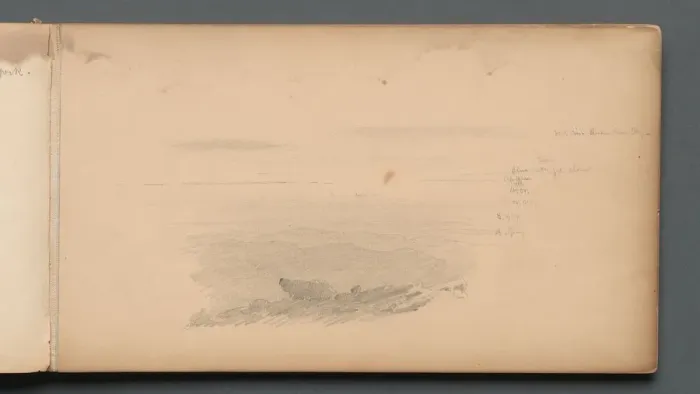 Framed Print : Sketchbook, page 04: Sea Scape with Color Notations, 1859. Creator: Sanford Robinson Gifford Framed Print : Sketchbook, page 04: Sea Scape with Color Notations, 1859. Creator: Sanford Robinson Gifford