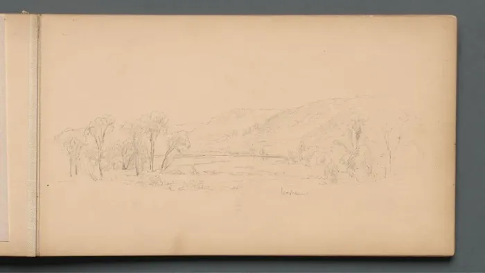 Framed Print : Sketchbook, page 06: Gorham (Maine), 1859. Creator: Sanford Robinson Gifford (American Framed Print : Sketchbook, page 06: Gorham (Maine), 1859. Creator: Sanford Robinson Gifford (American