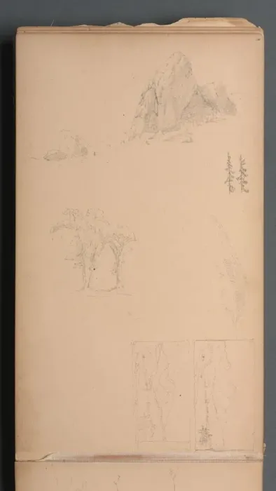 Framed Print : Sketchbook, page 09: Mountians and Rocks, 1859. Creator: Sanford Robinson Gifford (American Framed Print : Sketchbook, page 09: Mountians and Rocks, 1859. Creator: Sanford Robinson Gifford (American