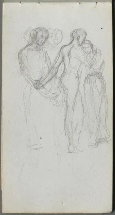Framed Print : Sketchbook, page 10: Figures Embracing. Creator: Ernest Meissonier (French, 1815-1891) Framed Print : Sketchbook, page 10: Figures Embracing. Creator: Ernest Meissonier (French, 1815-1891)