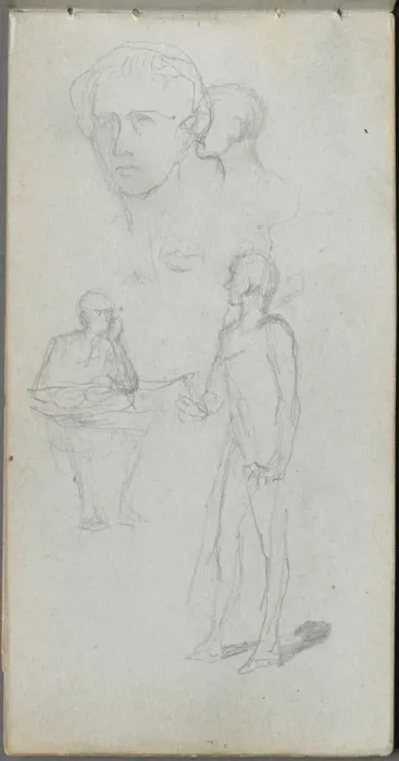 Framed Print : Sketchbook, page 12: Multiple Figures. Creator: Ernest Meissonier (French, 1815-1891)