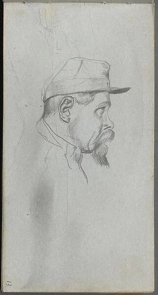 Sketchbook, page 13: Bust of a Man in Profile. Creator: Ernest Meissonier (French, 1815-1891)