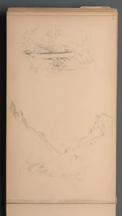 Framed Print : Sketchbook, page 15: Landscapes, Berlin Falls ?, 1859. Creator: Sanford Robinson Gifford Framed Print : Sketchbook, page 15: Landscapes, Berlin Falls ?, 1859. Creator: Sanford Robinson Gifford