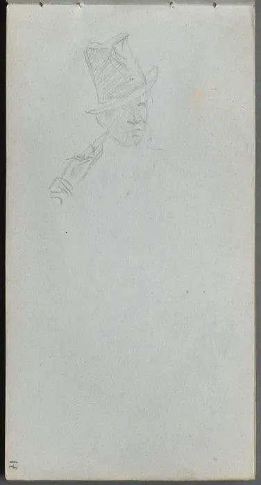 Framed Print : Sketchbook, page 17: Bust of a Man in Top Hat. Creator: Ernest Meissonier (French, 1815-1891) Framed Print : Sketchbook, page 17: Bust of a Man in Top Hat. Creator: Ernest Meissonier (French, 1815-1891)