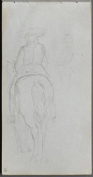 Sketchbook, page 19: Study of a Figure on Horseback seen from behind. Creator: Ernest Meissonier