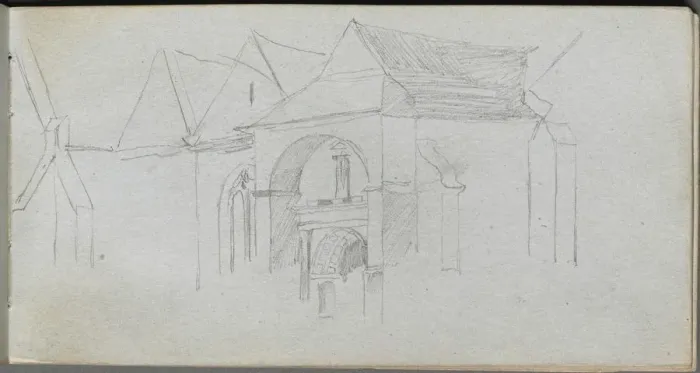 Framed Print : Sketchbook, page 22: Architectural Study. Creator: Ernest Meissonier (French, 1815-1891) Framed Print : Sketchbook, page 22: Architectural Study. Creator: Ernest Meissonier (French, 1815-1891)