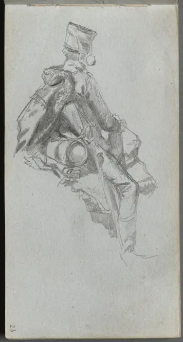 Framed Print : Sketchbook, page 23: Seated Soldier. Creator: Ernest Meissonier (French, 1815-1891) Framed Print : Sketchbook, page 23: Seated Soldier. Creator: Ernest Meissonier (French, 1815-1891)