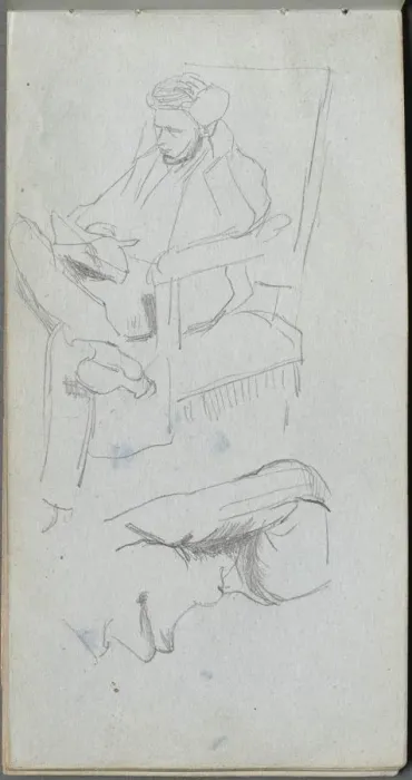Framed Print : Sketchbook, page 24: Seated Male Figure. Creator: Ernest Meissonier (French, 1815-1891) Framed Print : Sketchbook, page 24: Seated Male Figure. Creator: Ernest Meissonier (French, 1815-1891)