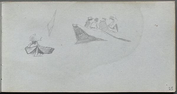Sketchbook, page 25: Studies of Figures in Boats. Creator: Ernest Meissonier (French, 1815-1891)