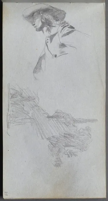 Framed Print : Sketchbook, page 27: Detail Study for On a Terrace and Landscape Study Framed Print : Sketchbook, page 27: Detail Study for On a Terrace and Landscape Study