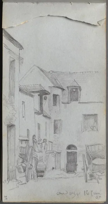 Framed Print : Sketchbook, page 39: Street Scene. Creator: Ernest Meissonier (French, 1815-1891) Framed Print : Sketchbook, page 39: Street Scene. Creator: Ernest Meissonier (French, 1815-1891)
