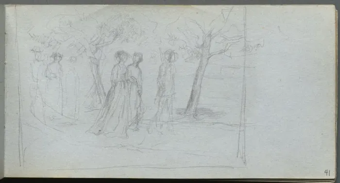 Framed Print : Sketchbook, page 41: Figures in a Landscape. Creator: Ernest Meissonier (French, 1815-1891) Framed Print : Sketchbook, page 41: Figures in a Landscape. Creator: Ernest Meissonier (French, 1815-1891)