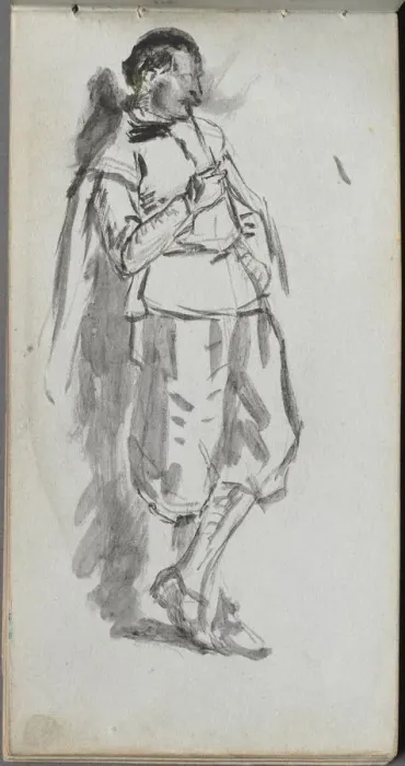 Framed Print : Sketchbook, page 46: Standing Male Figure. Creator: Ernest Meissonier (French, 1815-1891) Framed Print : Sketchbook, page 46: Standing Male Figure. Creator: Ernest Meissonier (French, 1815-1891)