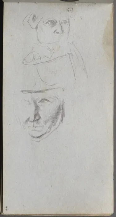 Framed Print : Sketchbook, page 47: Studies of Three Faces. Creator: Ernest Meissonier (French, 1815-1891) Framed Print : Sketchbook, page 47: Studies of Three Faces. Creator: Ernest Meissonier (French, 1815-1891)