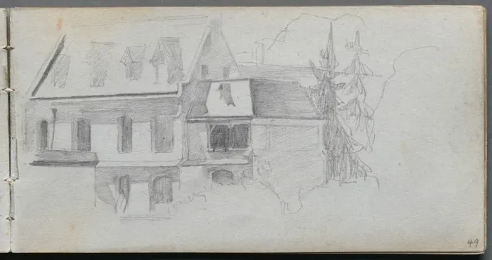 Framed Print : Sketchbook, page 49: Architechural Study. Creator: Ernest Meissonier (French, 1815-1891) Framed Print : Sketchbook, page 49: Architechural Study. Creator: Ernest Meissonier (French, 1815-1891)
