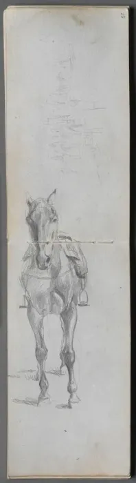 Framed Print : Sketchbook, page 56 & 57: Study of a Horse. Creator: Ernest Meissonier (French, 1815-1891)
