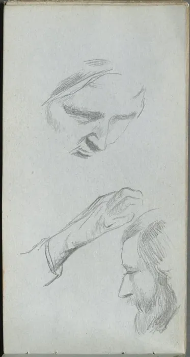 Framed Print : Sketchbook, page 70: Study of Two Faces and a Hand. Creator: Ernest Meissonier (French, 1815-1891) Framed Print : Sketchbook, page 70: Study of Two Faces and a Hand. Creator: Ernest Meissonier (French, 1815-1891)
