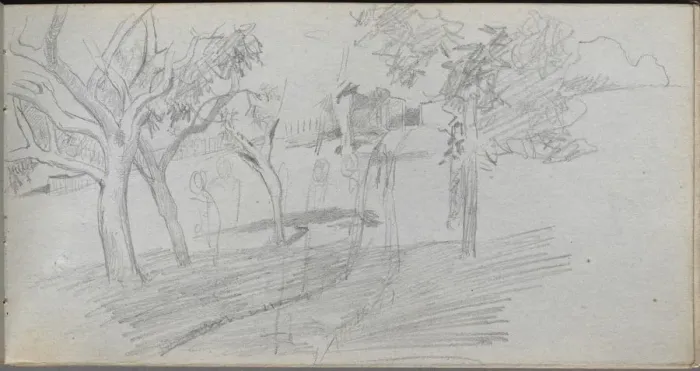 Framed Print : Sketchbook, page 74: Landscape Study. Creator: Ernest Meissonier (French, 1815-1891) Framed Print : Sketchbook, page 74: Landscape Study. Creator: Ernest Meissonier (French, 1815-1891)