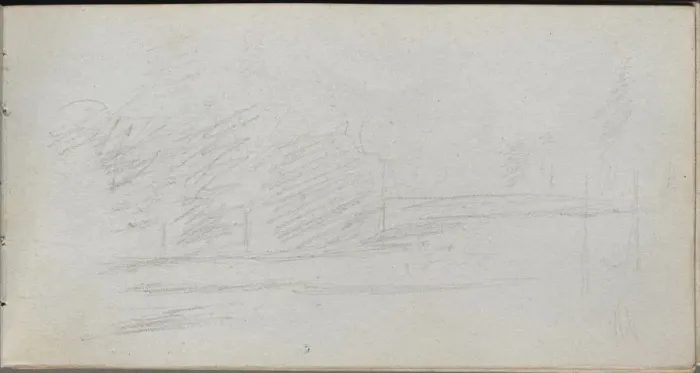 Framed Print : Sketchbook, page 78: Landscape Study. Creator: Ernest Meissonier (French, 1815-1891) Framed Print : Sketchbook, page 78: Landscape Study. Creator: Ernest Meissonier (French, 1815-1891)