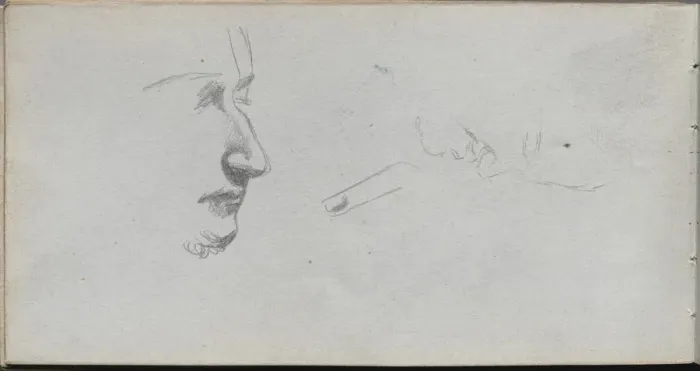 Framed Print : Sketchbook, page 80: Study of Faces. Creator: Ernest Meissonier (French, 1815-1891)
