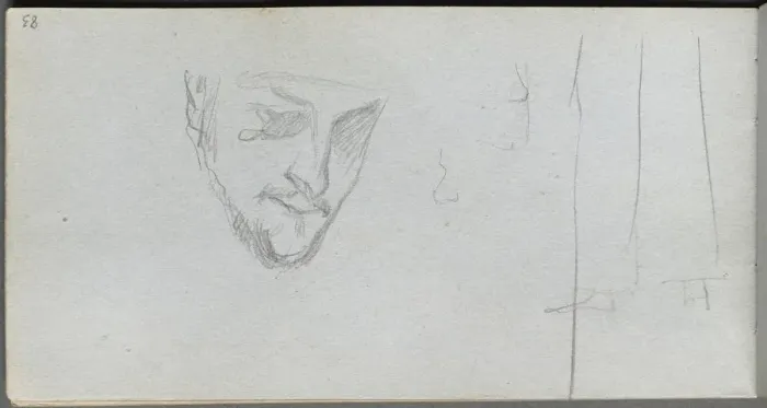 Framed Print : Sketchbook, page 83: Study of a Face, Legs. Creator: Ernest Meissonier (French, 1815-1891) Framed Print : Sketchbook, page 83: Study of a Face, Legs. Creator: Ernest Meissonier (French, 1815-1891)