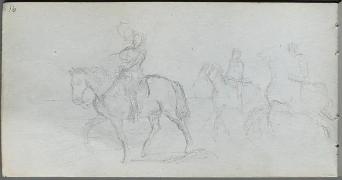 Framed Print : Sketchbook, page 91: Figures on Horseback. Creator: Ernest Meissonier (French, 1815-1891) Framed Print : Sketchbook, page 91: Figures on Horseback. Creator: Ernest Meissonier (French, 1815-1891)
